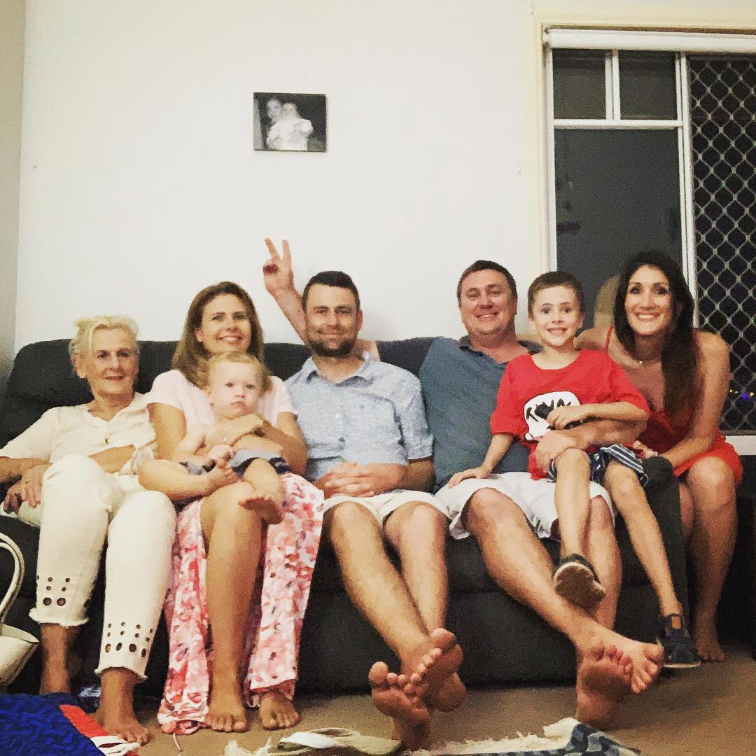 With Vinnie's family (mom - Judy, sister - Dom, nephew - Charlie, brother-in-law - Derek, nephew - Lachy) in Hervey Bay