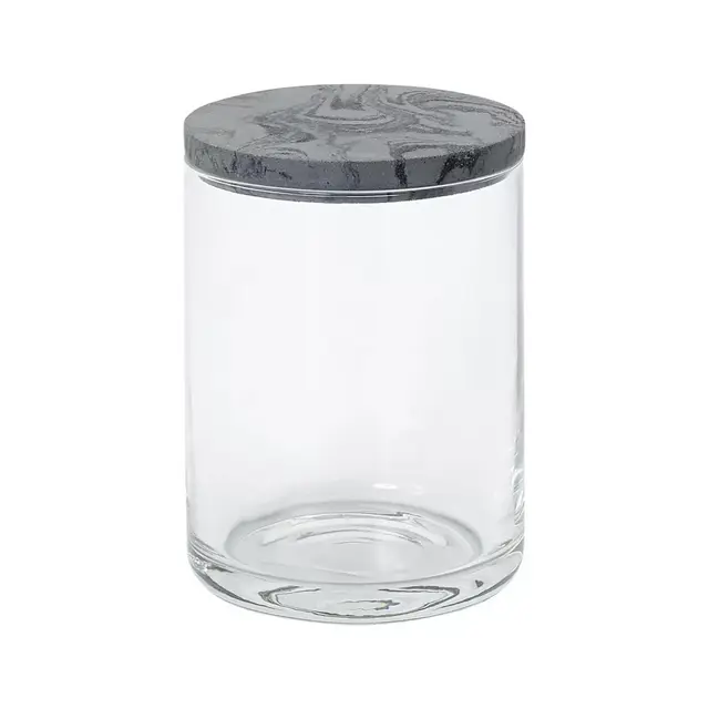 Studio 3B™ Marbleized Tall Bath Jar with Lid in Black