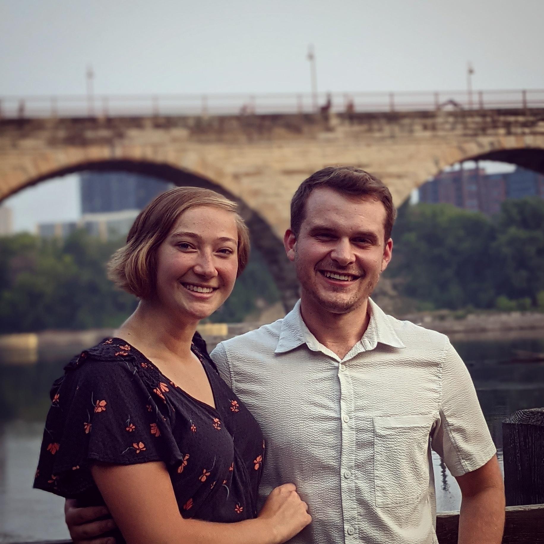 Our first photo together as a couple in the same place as our wedding!