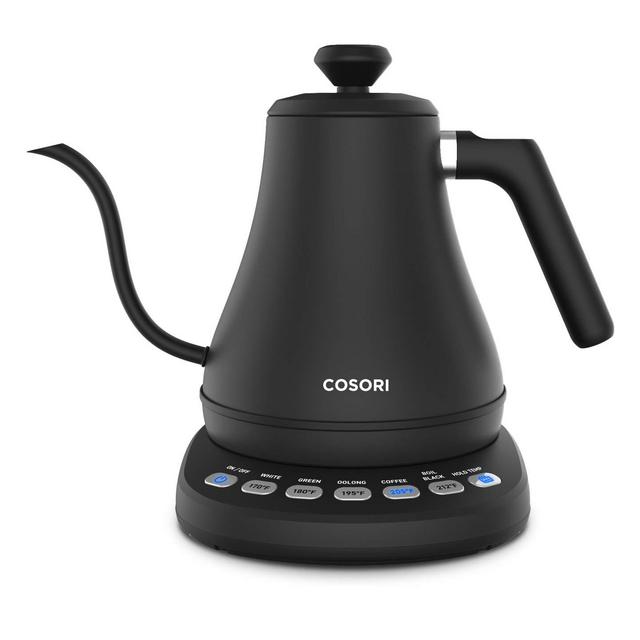 COSORI CO108-NK Electric Gooseneck 5 Variable Presets Pour Over Kettle Coffee Kettle, 100% Stainless Steel Inner Lid Bottom, 1200 Watt Quick Heating, 0.8L, Matte Black