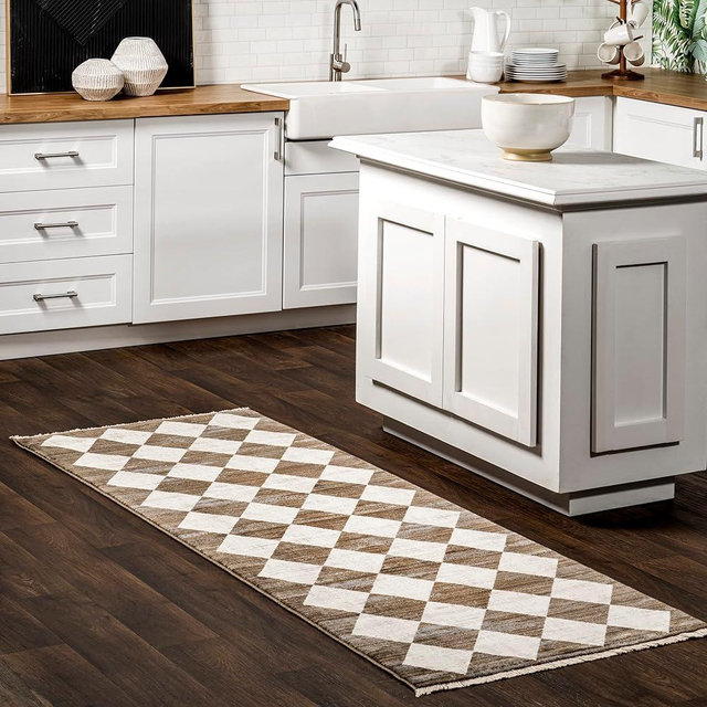 nuLOOM Fringed Performance Indoor Area Rug, Power Loomed, Easy Clean, Durable, Non-Shed, 3' x 8', Meline Beige