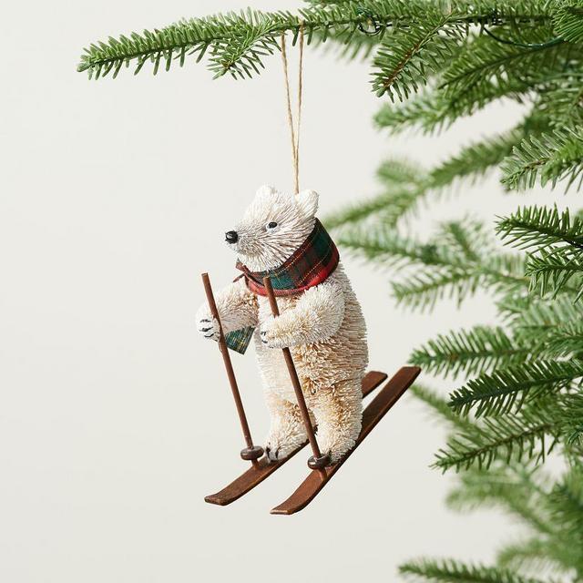 Bottlebrush Skiing Polar Bear Ornament