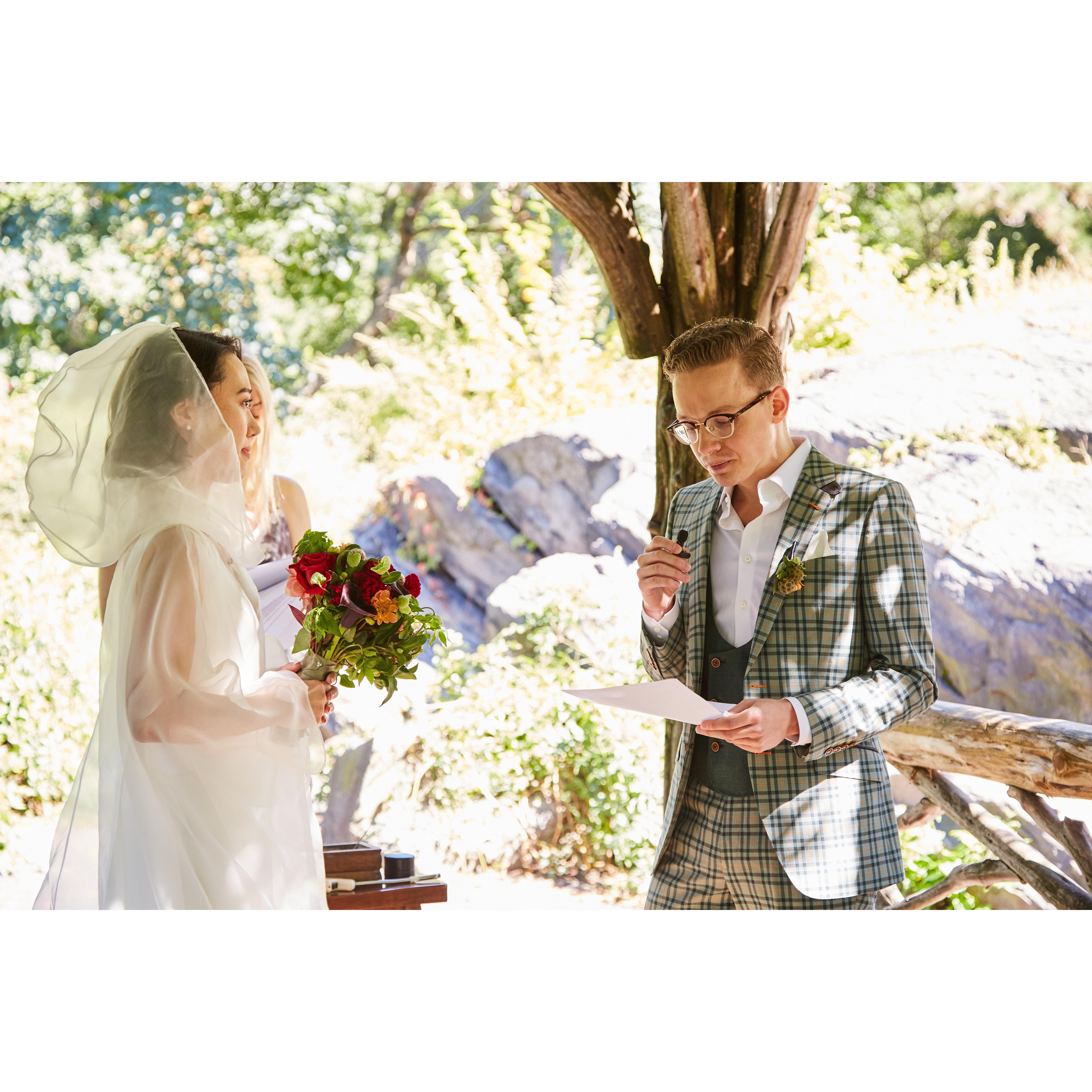 Presenting the vows.