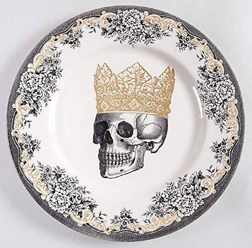 Royal Stafford Halloween Gold & Black Skull with Crown Dinnerware - Set of 4 (Dinner Plates.)