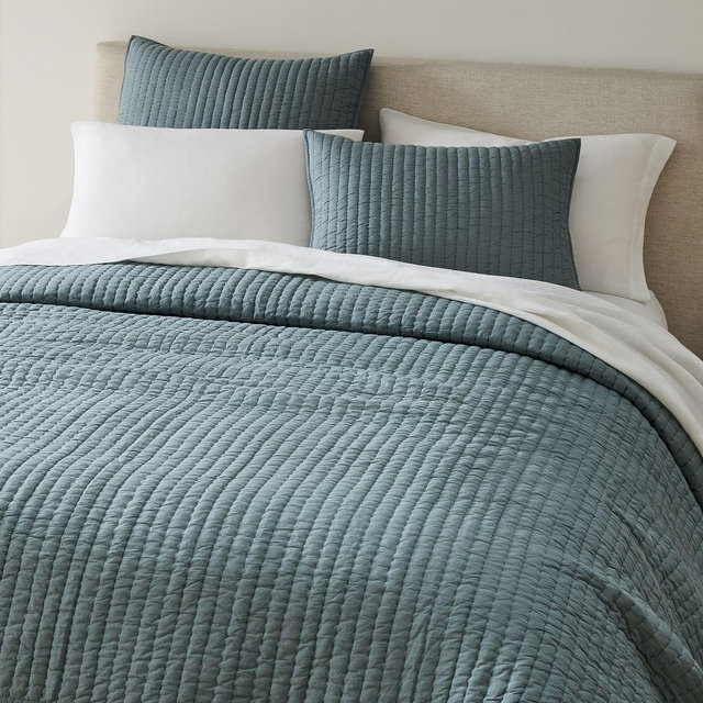 Cotton Voile Solid Pick Stitch Quilt, F/Q, Ocean