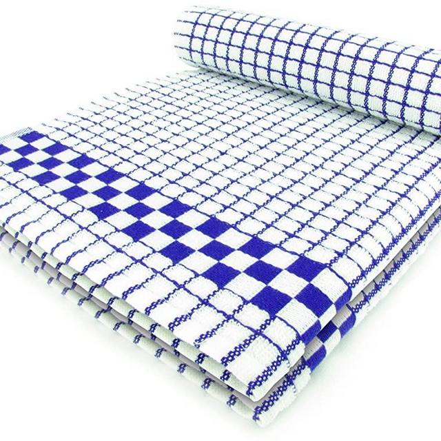 Fecido Classic Kitchen Dish Towels with Hanging Loop - Heavy Duty Absorbent Dish Clothes - European Made 100% Cotton Tea Towels - Set of Two, Blue