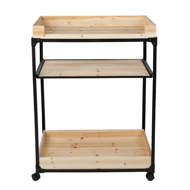 Mind Reader 3-Tier Rolling Utility Cart in Black