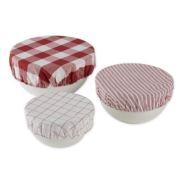 DII Farmhouse Basic Kitchen Collection Woven Bowl Cover Set, Barn Red, 3 Piece