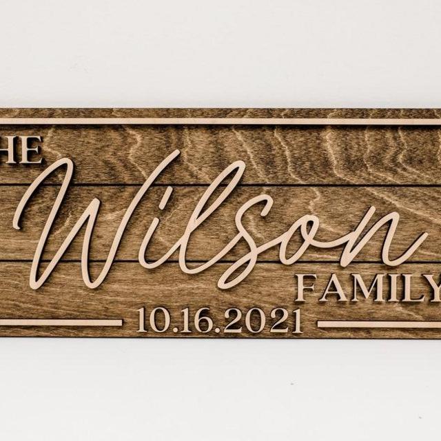 3D The Wilkinsons Family sign, Wooden Name Sign