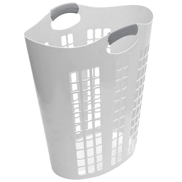 Gracious Living 91786-5C Easy Carry Flex 87.5 Liter Plastic Dirty Clothes Laundry Hamper Basket Bin, Windows, White