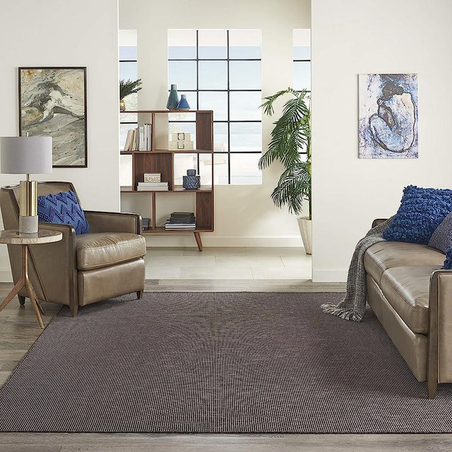 Nourison Positano Indoor/Outdoor Charcoal 8' x 10' Area Rug, Easy Cleaning, Non Shedding, Bed Room, Living Room, Dining Room, Backyard, Deck, Patio (8x10)