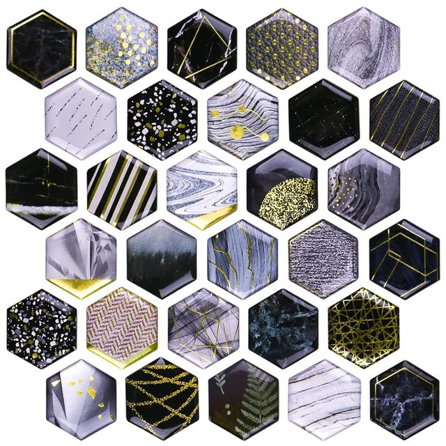 MORCART 30PCS Magnets Fridge, Cute Magnets for Locker, Refrigerator, Whiteboard, Cabinet, Office, Kitchen, Blackboard Decorative Hexagon Bronzing Art Gift for Adult (Black)