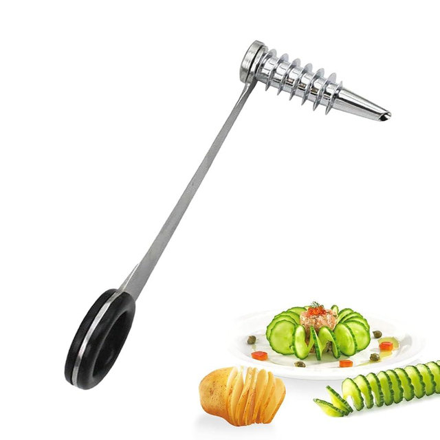 Xanadued Piranha Spiral Cutter for Potatoes, Stainless Steel Spiral Cutter for Veggies Cucumber and Carrot
