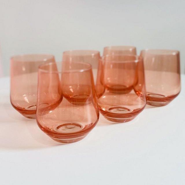 Estelle Colored Wine Stemless - Set of 6 {Coral Peach Pink}