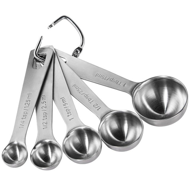 U-Taste Teaspoon Tablespoon Measuring Spoons: 18/8 Stainless Steel Measure Scoop Set of 5, 1/4 TSP, 1/2 TSP, 1 TSP, 1/2 TBSP & 1 TBSP, Metal Kitchen Measurement Utensil for Dry and Liquid Ingredients
