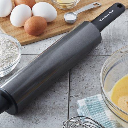 KitchenAid Durable Nonstick Rolling Pin, Black, Offset Handles