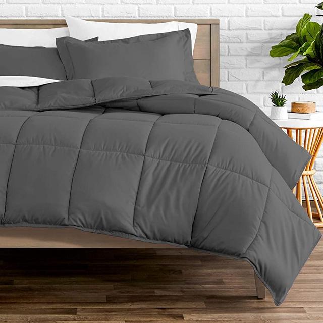 Bare Home Comforter Set - Queen Size - Goose Down Alternative - Ultra-Soft - Premium 1800 Series - Hypoallergenic - All Season Breathable Warmth (Queen, Grey)