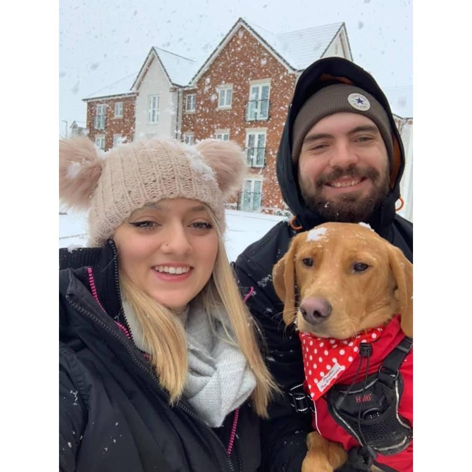 Our very first snow day with our fur baby Evie.