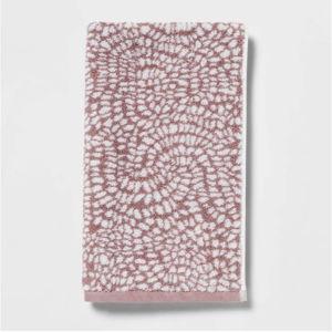 Performance Plus Hand Towel Mauve Geo - Threshold™: Cotton Jacquard, Fade-Resistant, 550 GSM