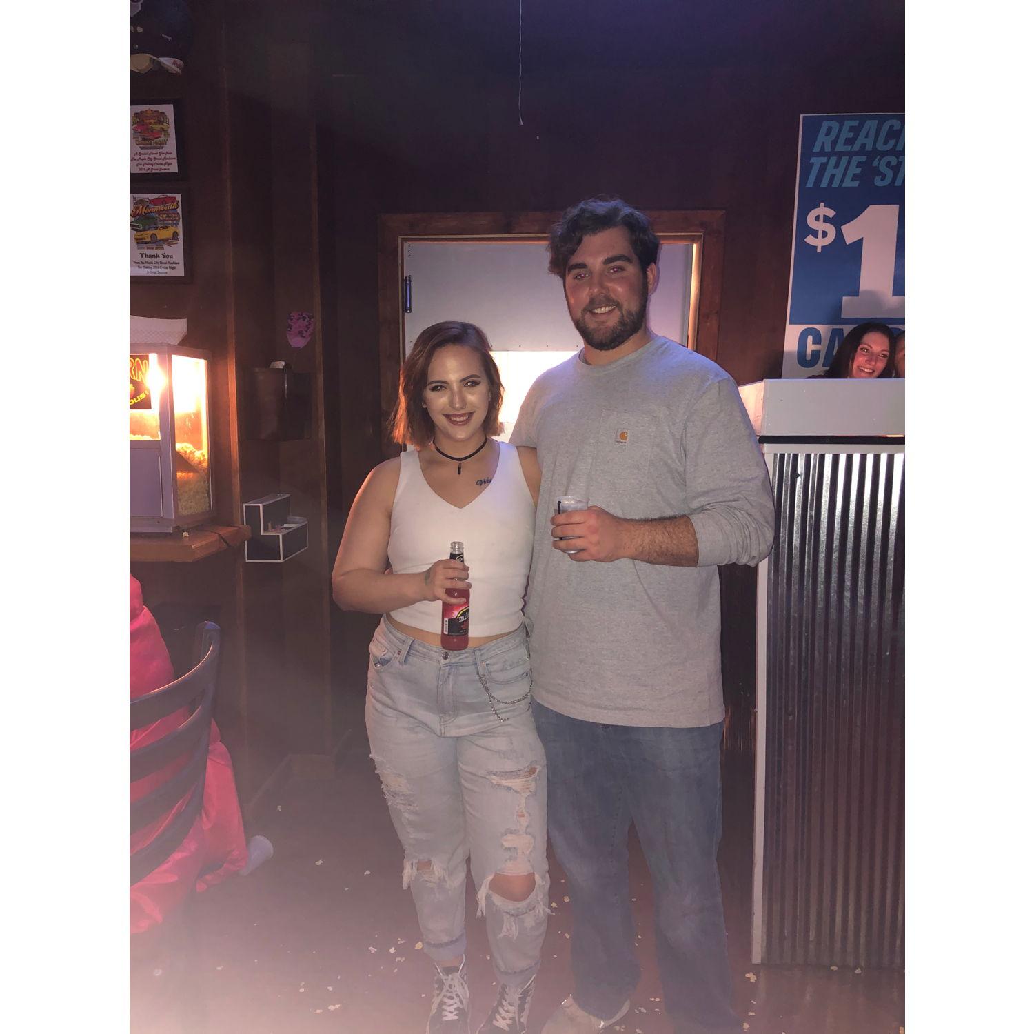 Our first picture together- at Dannys bar in Monmouth