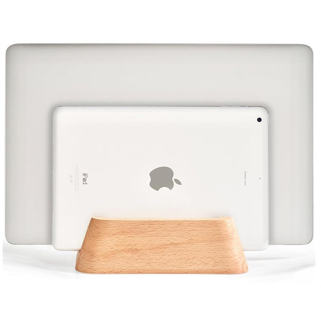 ACODE Wood Vertical Laptop Stand, Laptop Holder for Desk Compatible with MacBook Pro Air Surfaces,Laptops Storage Rack Slot Thickness 0.59" to 0.71"，Vertical Laptop Stand 2 Slots for max 2 Devices