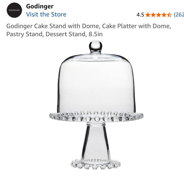 Godinger Cake Stand with Dome, Cake Platter with Dome, Pastry Stand, Dessert Stand, 8.5in