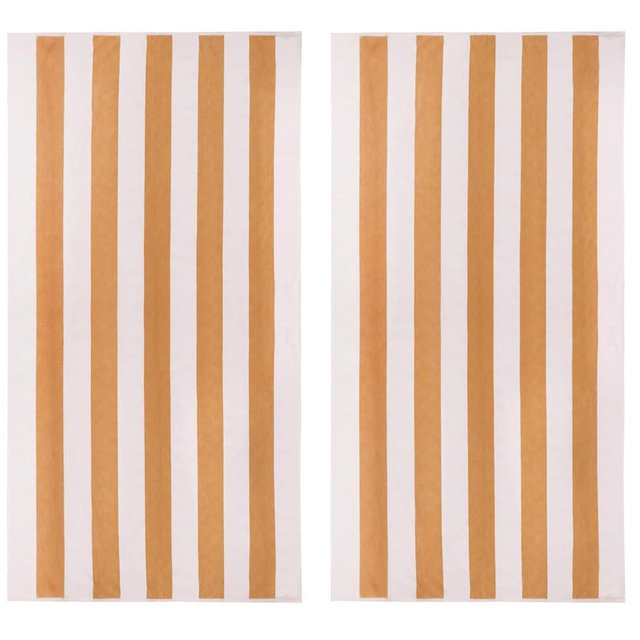 COTTON CRAFT Oversized XL Beach Towel - 2 Pack 39 x 68 inches Big & Huge Beach Blanket Towel - 100% Cotton Velour Thick Plush 450 GSM Super Soft Luxury - Pool Picnic Bath Towel - Cabana Stripe Linen