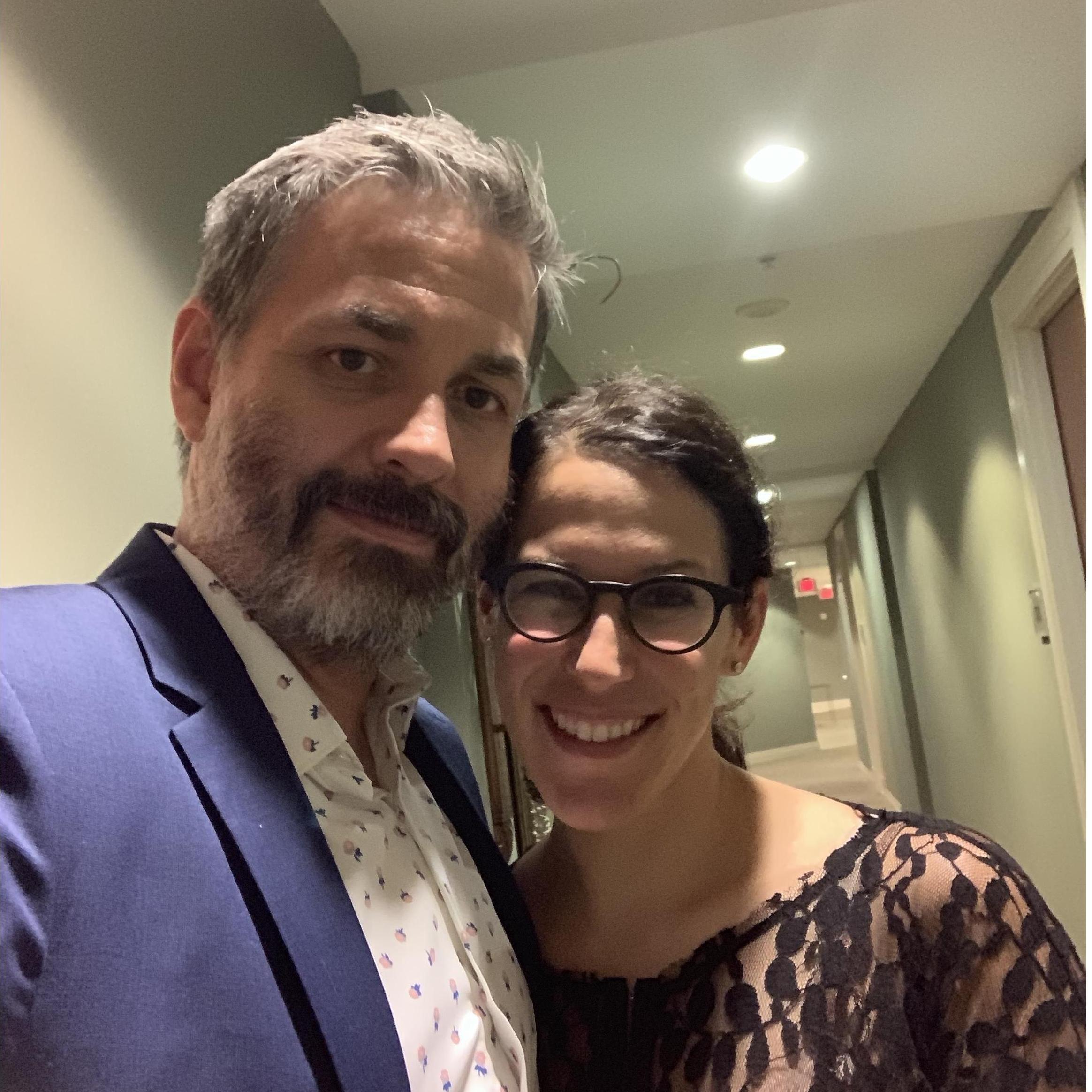 We took this picture after our engagement dinner.