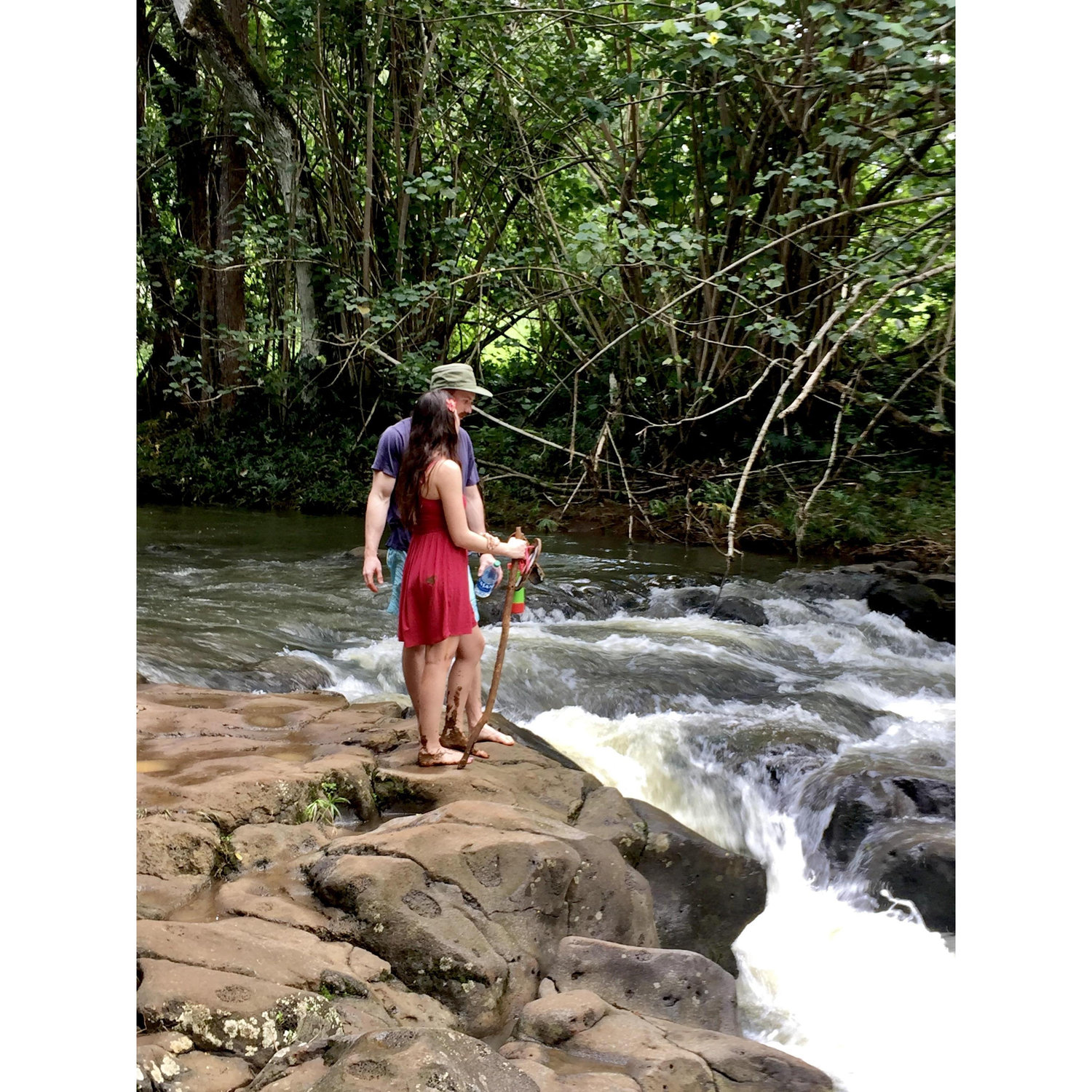 waterfall hike in Kauai with the whole gang