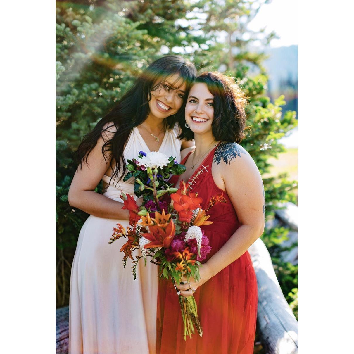 Sara and her bridesmaid, Kelsey. Sara and Kelsey went to high school together.