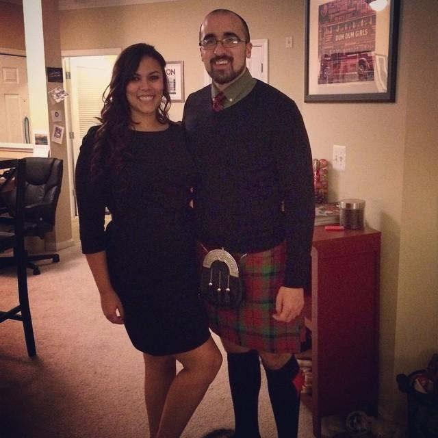 Here's Mitchell in a kilt -- just so you're not shocked on our wedding day.