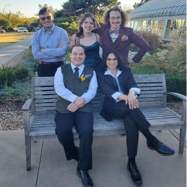 Peter with his siblings and cousins at Rob's wedding.