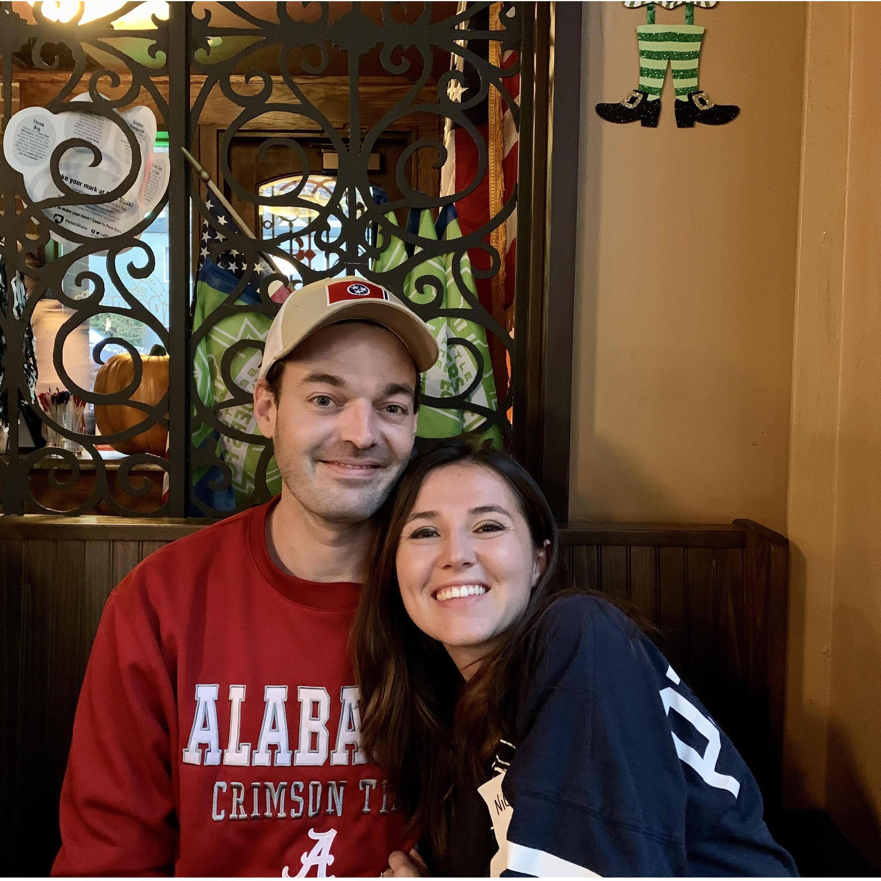 Our first official date, of course watching football