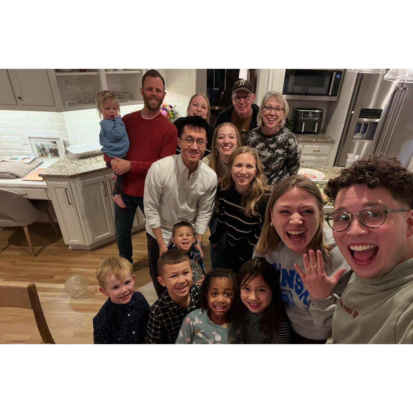 Celebrating our engagement with the Everhart family!! Can you believe every niece/nephew is looking??