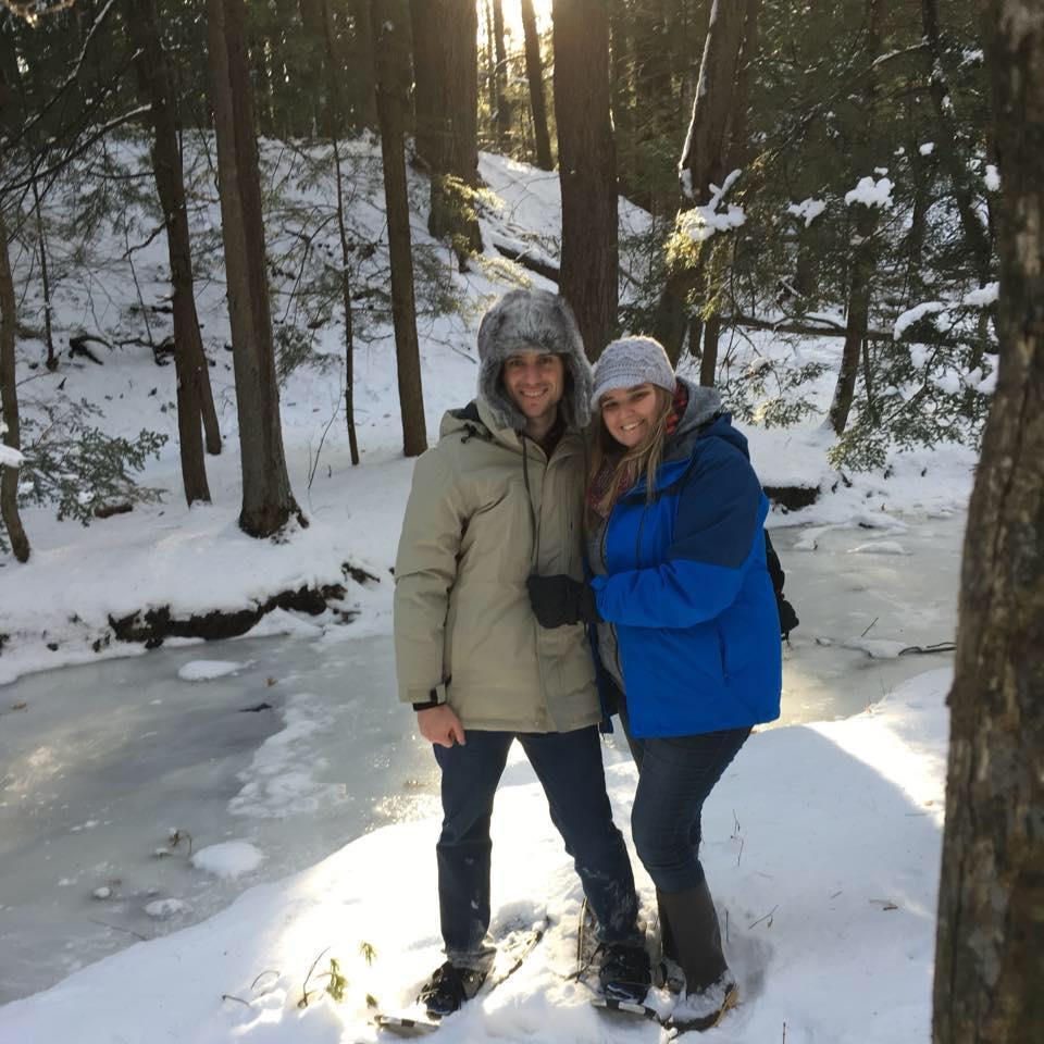Snow hiking in Niskayuna behind Andrew's Aunts house