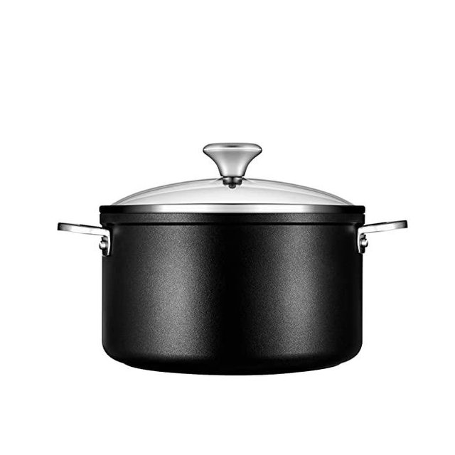 Le Creuset Toughened PRO 6-1/3 qt. Stockpot with Glass Lid Nonstick Cookware, 6.3, Grey