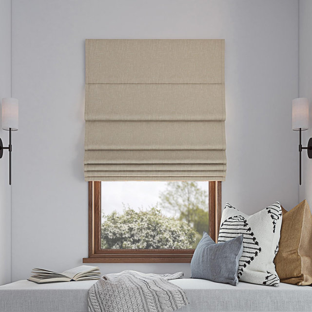 27"x64" Sun Zero 100% Blackout Pryer Textured Cordless Roman Window Shade Stone: Indoor Blinds & Window Treatments