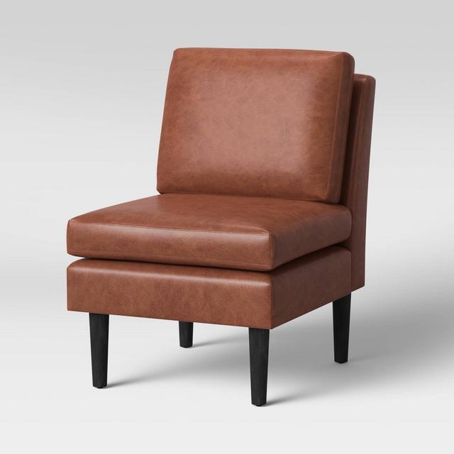 Gelbin Faux Leather Slipper Chair with Wood Legs Caramel - Project 62™