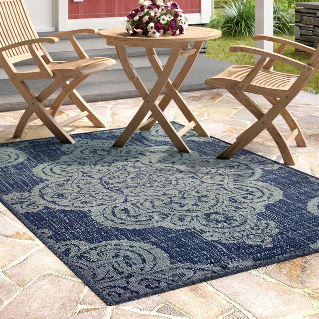 Salerno Navy Blue/Gray Indoor / Outdoor Area Rug