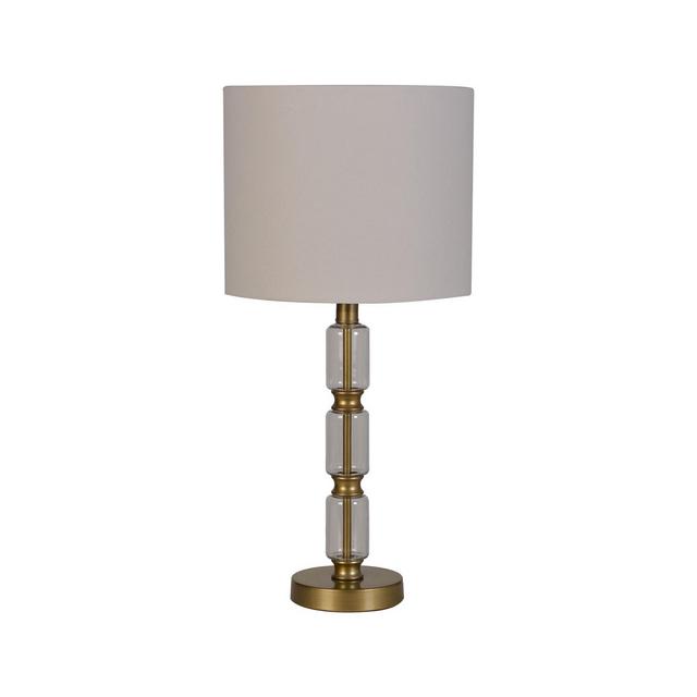 Glass Stacked Cylinder with Brass Detail Table Lamp (Includes LED Light Bulb)Clear - Threshold™
