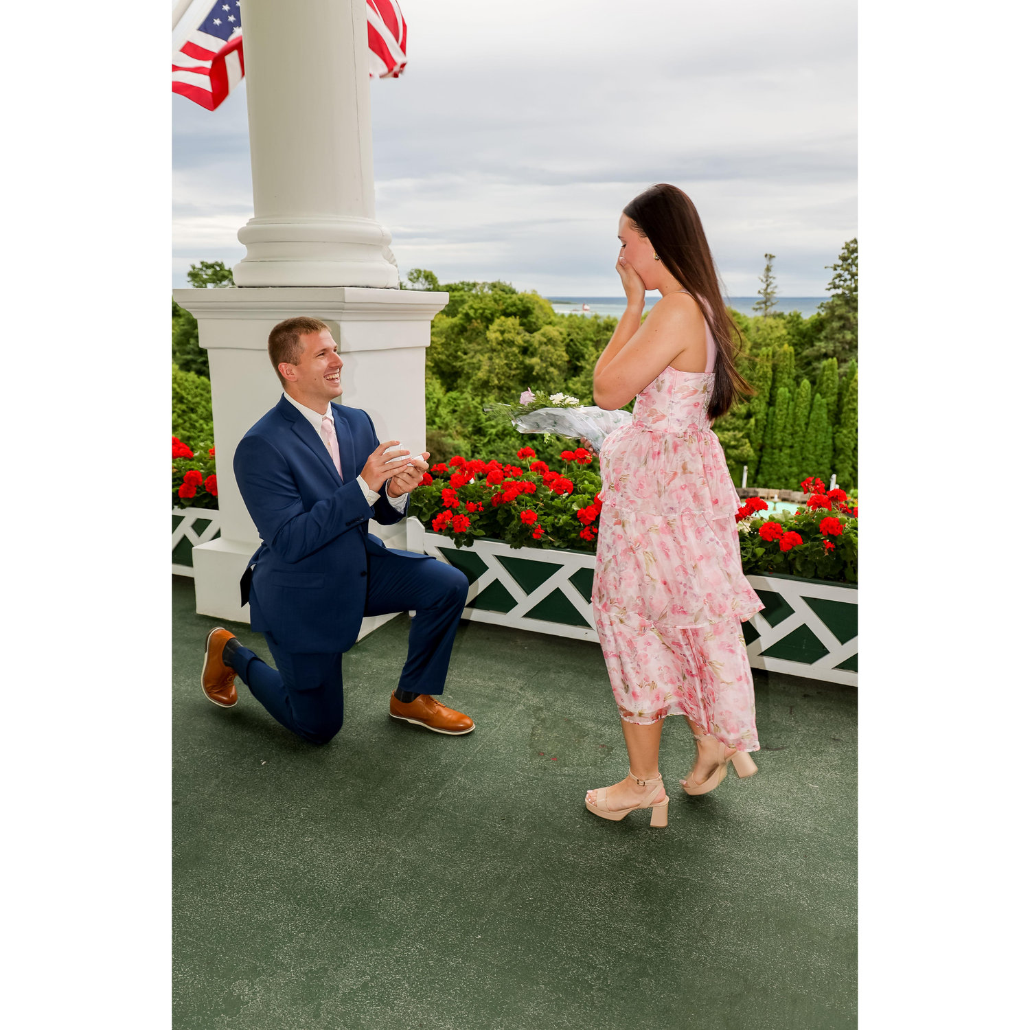The moment he popped the question!