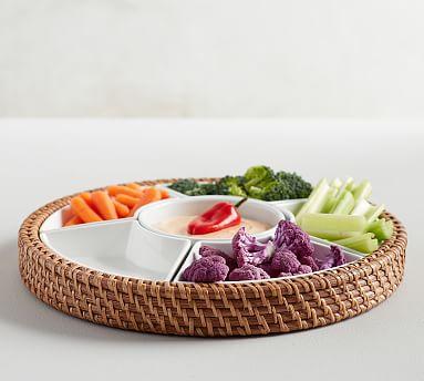Jordan Woven & Ceramic Divided Crudite Platter