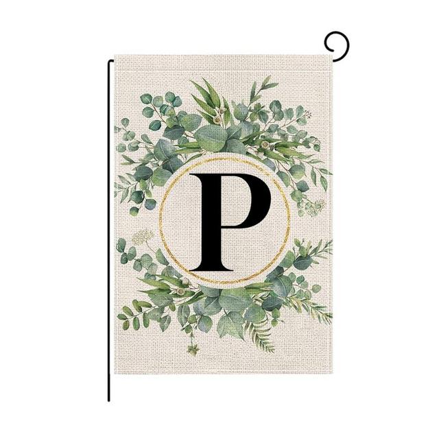 wyooxoo Monogram Letter P Floral Garden Flag 12x18 Inch Double Sided Outside Outdoor Family Last Name Initial Yard Flag (P)