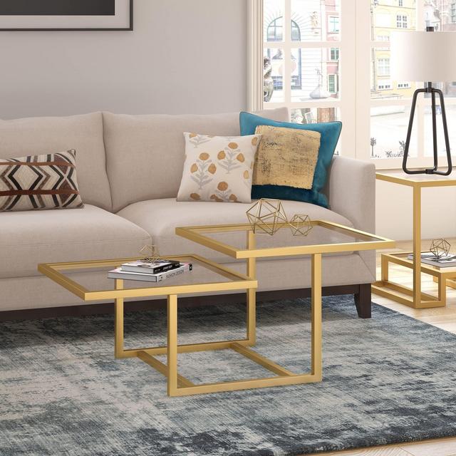 HennHart Amalie Coffee Table, 43" Wide, Brass