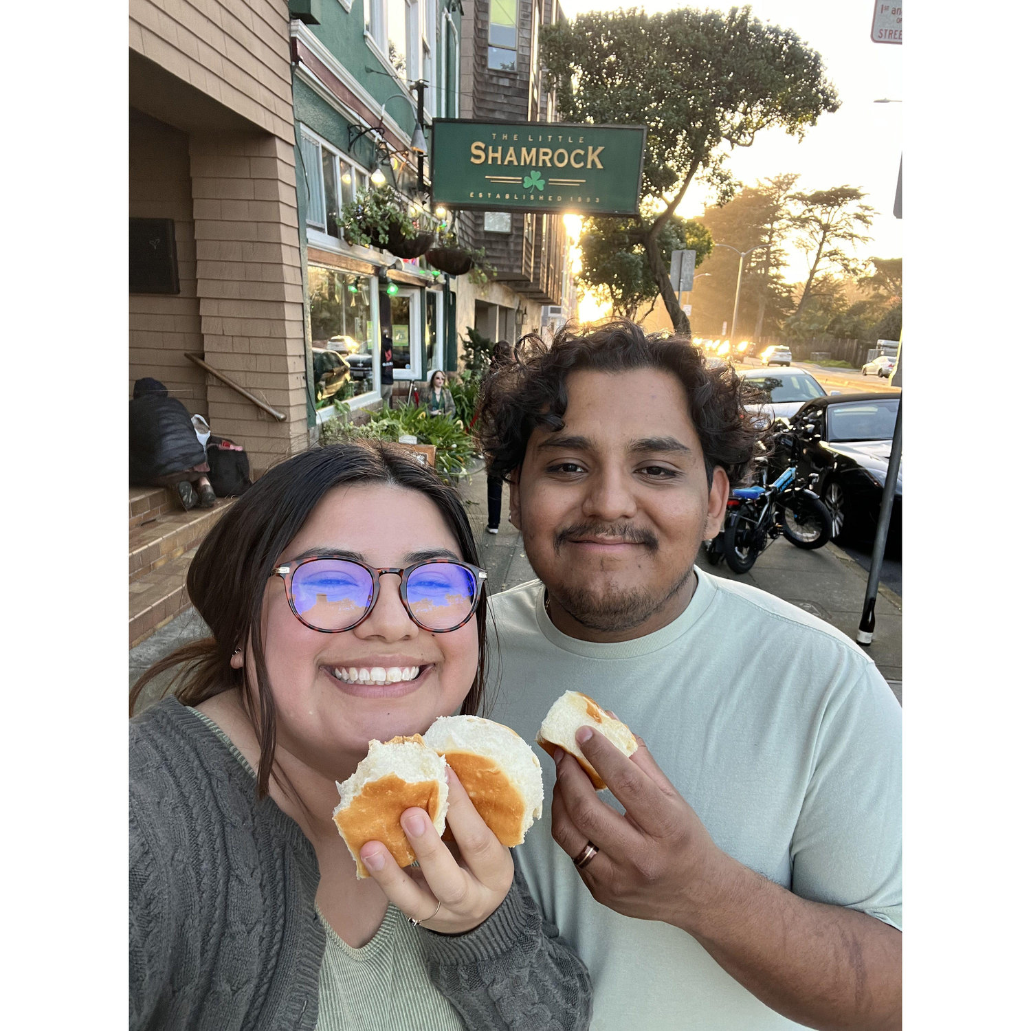 Us enjoying some well deserved bread after a pub crawl during St. Patricks Day!!