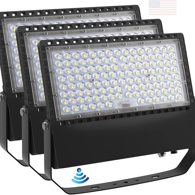 Juyace 36000lm LED Parking lot Lights Dusk to Dawn Stadium Flood Light Outdoor Commercial 5000K IP65 100-277V 240W for Sports Fields Court Arena Security Area(3 Pack)