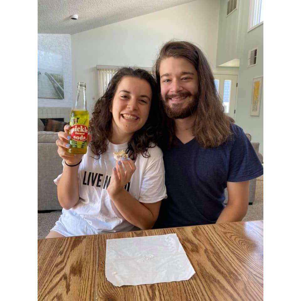 Chris' first beach vacation with the Smucker family in 2021 (plus a pickle flavored soda gifted by Chris and Olivia's brother, Aaron)