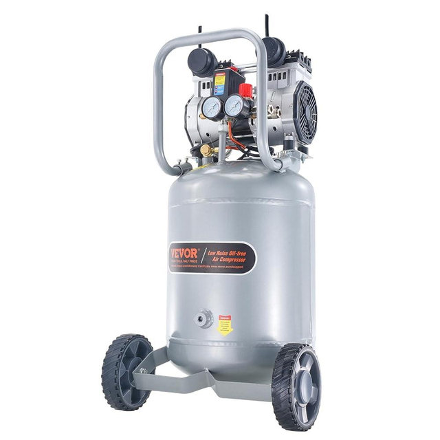 VEVOR 13-Gallon Air Compressor, 2HP, 4.6 SCFM@90PSI, Oil-Free Tank, 66dB Quiet Operation, Ideal for Tire Inflation, Woodworking, Auto Repairs, and Spray Painting (Maximum Pressure 125 PSI)