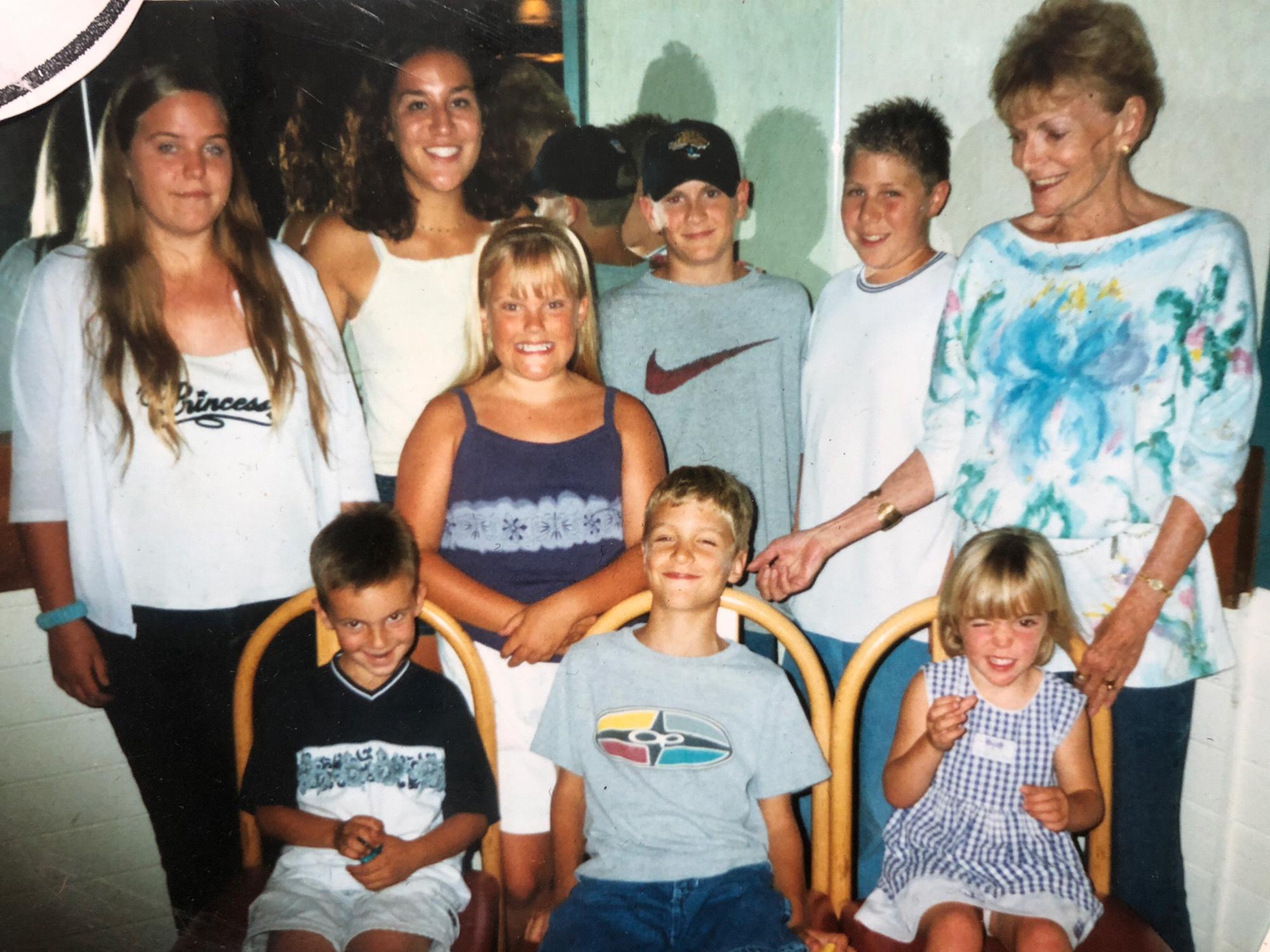 Conner with his cousins, siblings and grandma.