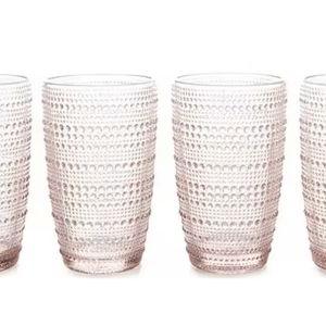 Southern Living 4-Piece Beaded Highball Glass Set PINK